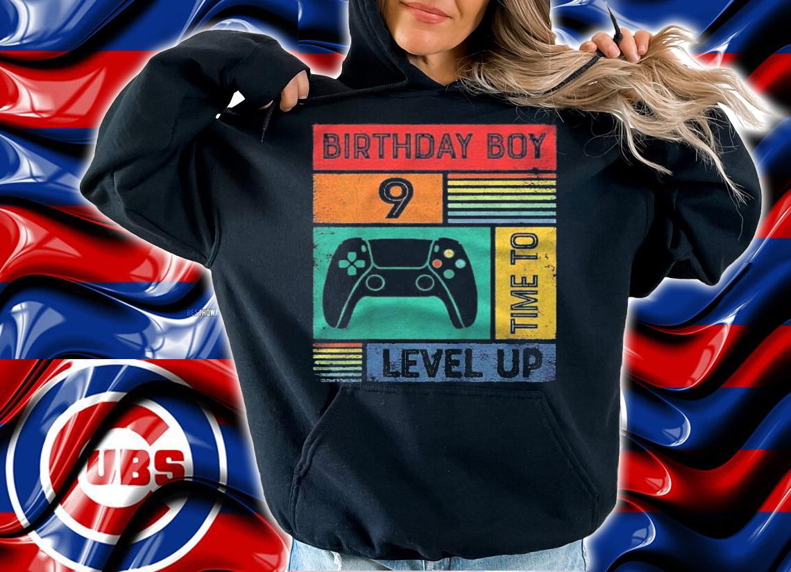 Kids 9 Years Old 9 Birthday Boy Time To Level Up 9 Gamer Birthday Shirt t-shirt hoodie