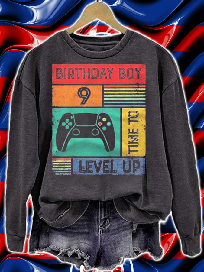 Kids 9 Years Old 9 Birthday Boy Time To Level Up 9 Gamer Birthday Shirt t-shirt sweatshirt