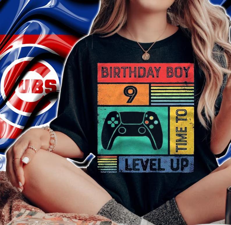 Kids 9 Years Old 9 Birthday Boy Time To Level Up 9 Gamer Birthday Shirt t-shirt woman shirt