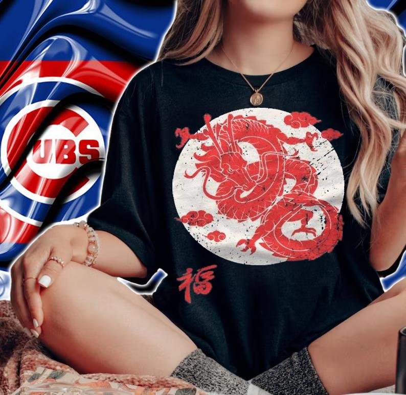 Red Dragon White Rising Sun Chinese Strength Symbol Shirt t-shirt