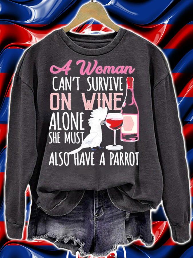 Women Red Wine And Parrots Pet Bird Umbrella Cockatoo T-Shirt t-shirt