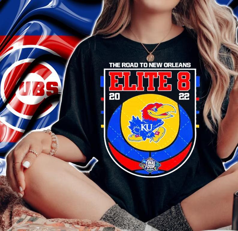 Kansas Jayhawks NCAA Men's Basketball Elite Eight The Road To New Orleans 2022 Shirt t-shirt woman shirt