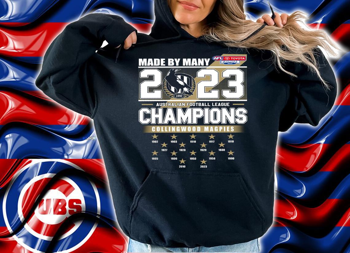 Made By Many 2023 Australian Football League Champions Collingwood Magpies t-shirt hoodie
