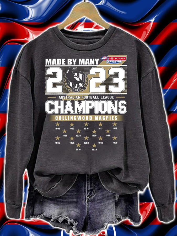 Made By Many 2023 Australian Football League Champions Collingwood Magpies t-shirt sweatshirt
