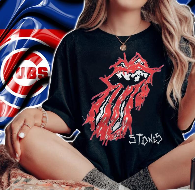 Rolling Stones no filter scribbled tongue black T-shirt t-shirt woman shirt