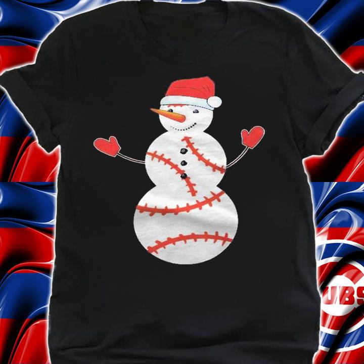 Funny Baseball Xmas Tee Gift Idea Snowman Christmas Shirt shirt