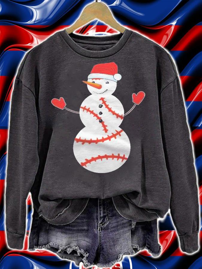 Funny Baseball Xmas Tee Gift Idea Snowman Christmas Shirt sweatshirt