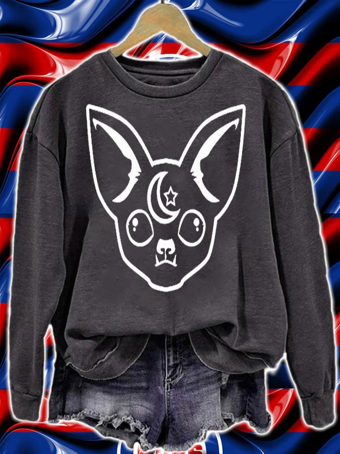 Goth Black Bat Face With Moon & Star Pullover T-Shirt sweatshirt