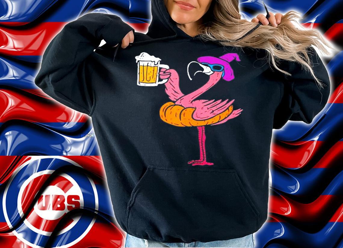Flamingo Witch Pumpkin Beer Fun Halloween Costume Bird Lover T-Shirt