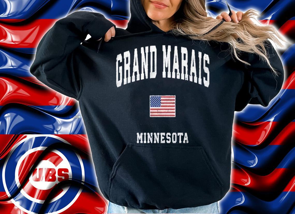 Grand Marais Minnesota Mn Vintage American Flag Sports Pullover Shirt hoodie