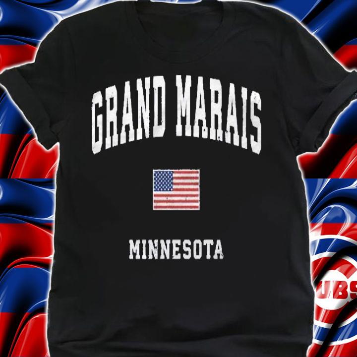 Grand Marais Minnesota Mn Vintage American Flag Sports Pullover Shirt shirt