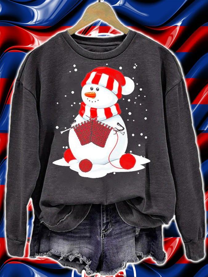 Crochet And Knitting Snowman Christmas T-Shirt