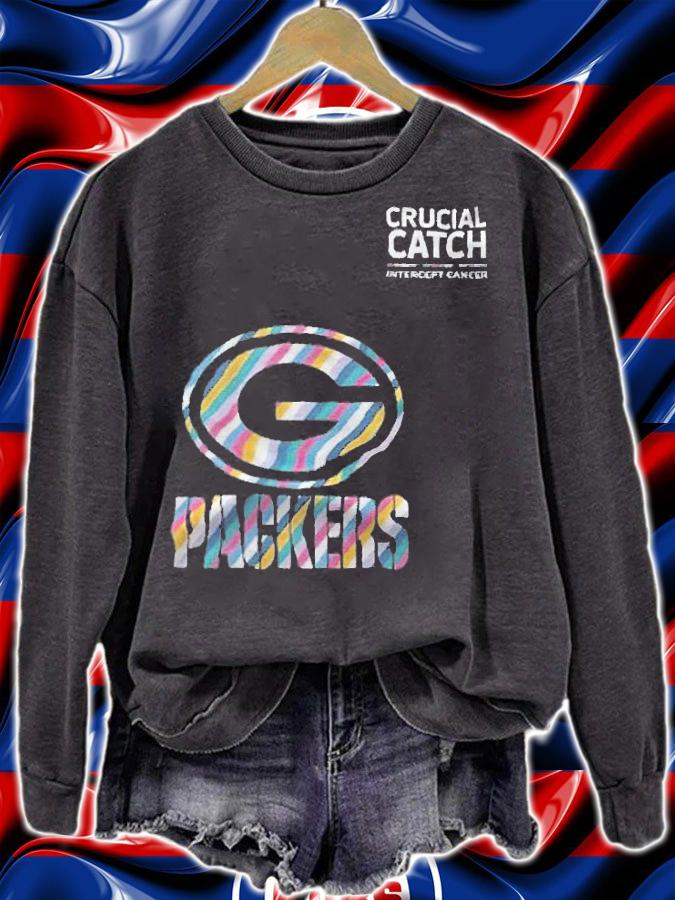Green Bay Packers football team crucial catch intercept cancer T-shirt sweatshirt