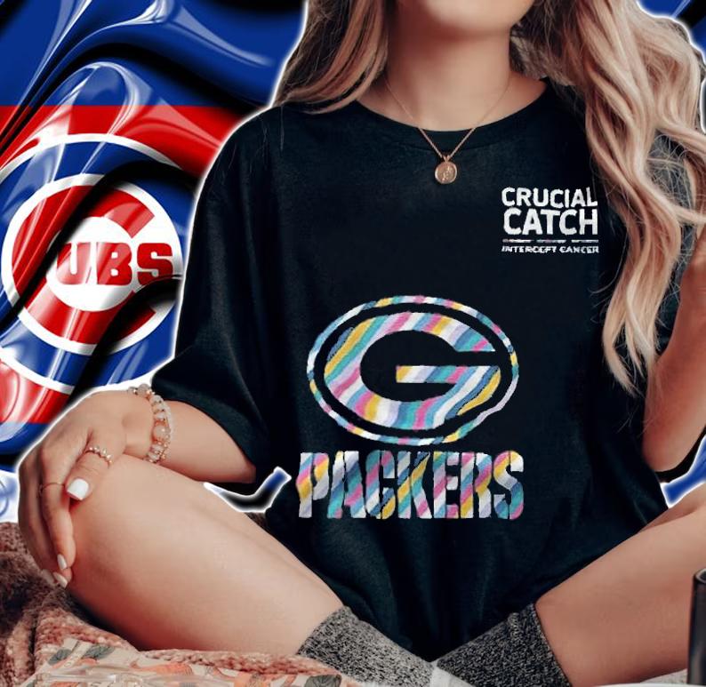 Green Bay Packers football team crucial catch intercept cancer T-shirt woman shirt