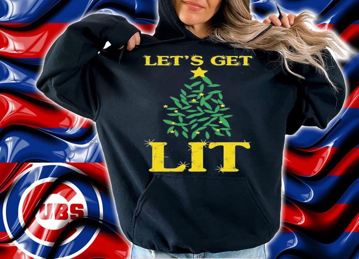 Let's Get Lit Funny Christmas Tree T-Shirt hoodie