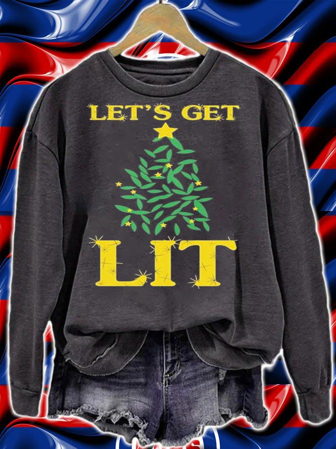 Let's Get Lit Funny Christmas Tree T-Shirt sweatshirt