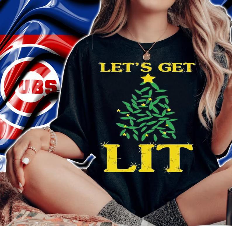 Let's Get Lit Funny Christmas Tree T-Shirt woman shirt