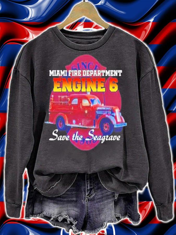 Seagrave Fire Truck 1949 Miami Fire Department Engine 6 Save The Seagrave Shirt