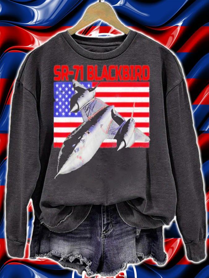 SR-71 Blackbird In Action And Patriotic American Flag Shirt