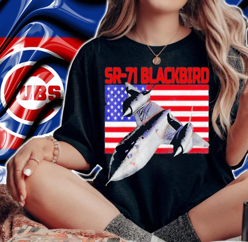 SR-71 Blackbird In Action And Patriotic American Flag Shirt