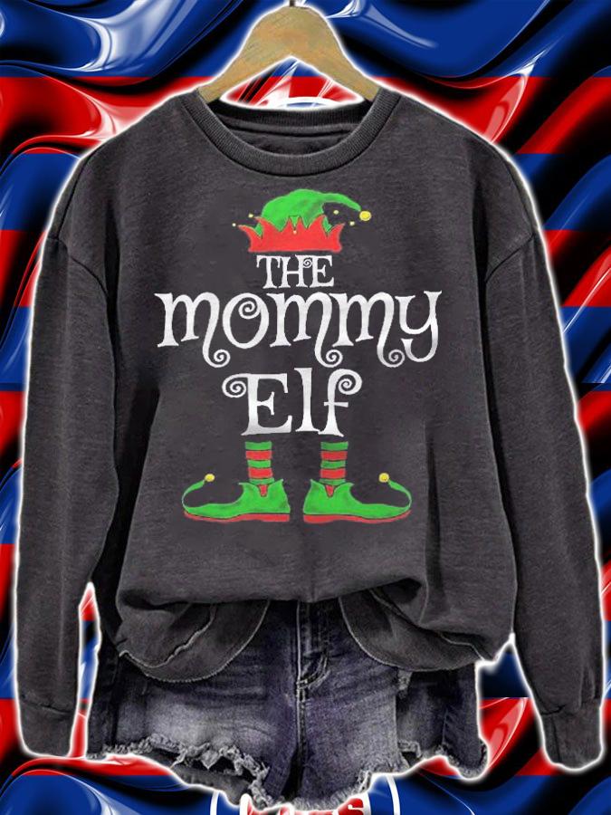 The Mommy Elf Family Matching Funny Christmas Gift Mom Premium Shirt