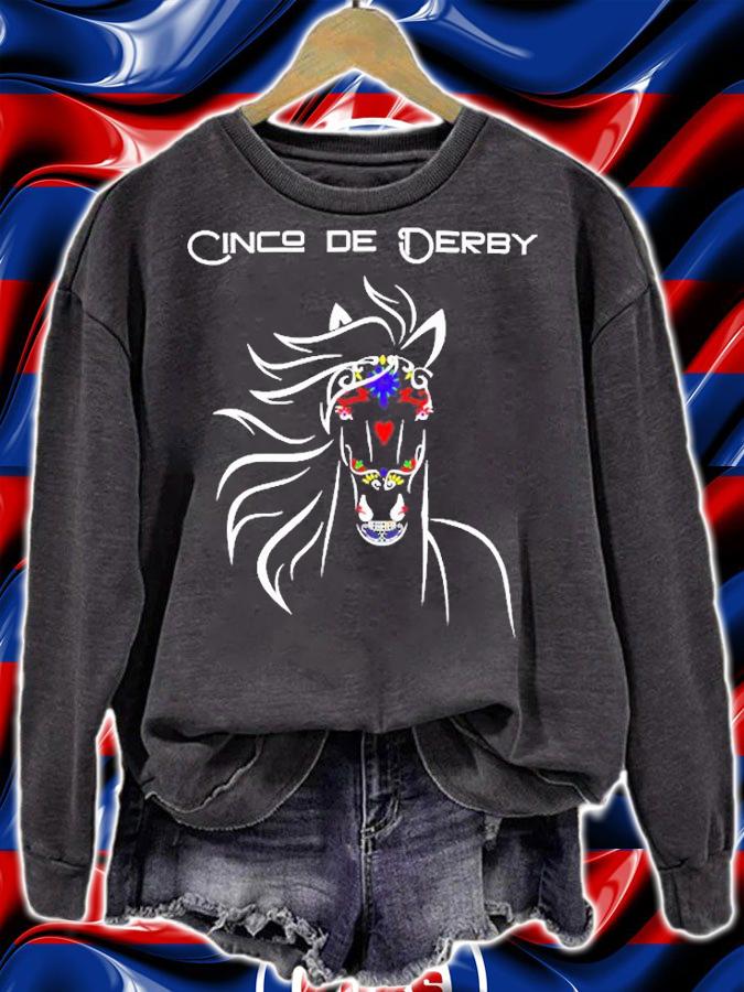 Cinco De Derby With Sugar Skull Horse T-Shirt sweatshirt