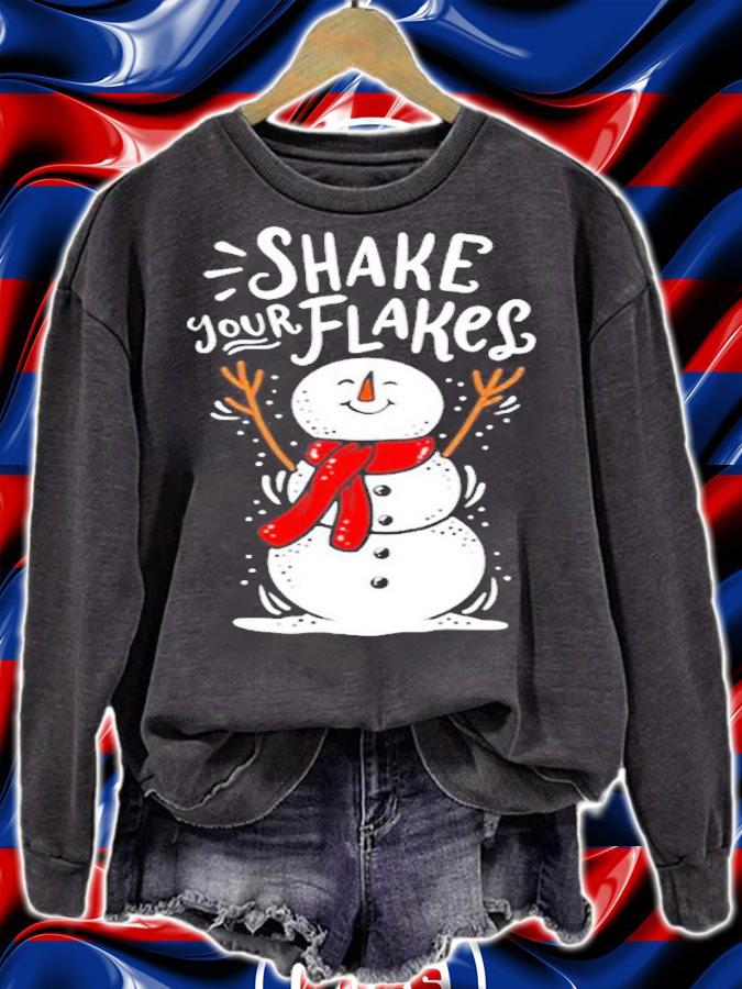 Funny Shake Your Flakes Cute Dancing Snowman Snowflakes T-Shirt