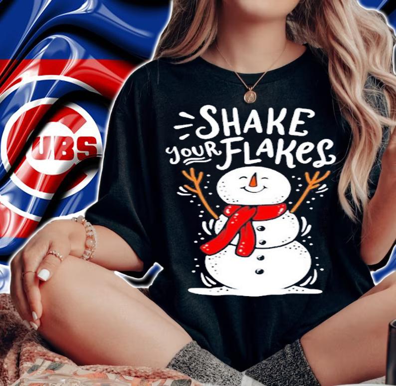 Funny Shake Your Flakes Cute Dancing Snowman Snowflakes T-Shirt