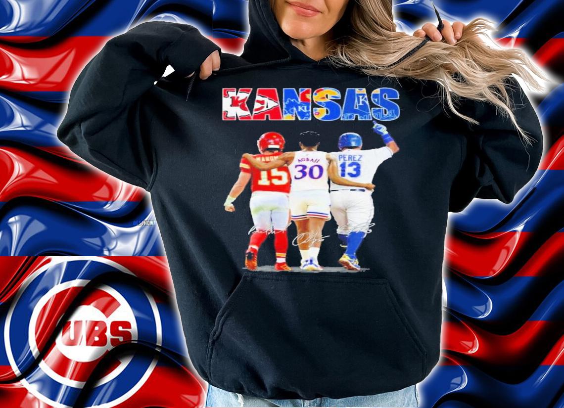 Kansas Patrick Mahomes Ochai Agbaji and Salvador Perez signatures T-shirt hoodie