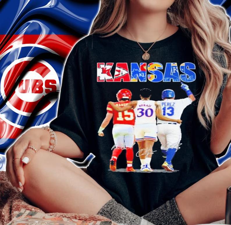 Kansas Patrick Mahomes Ochai Agbaji and Salvador Perez signatures T-shirt woman shirt