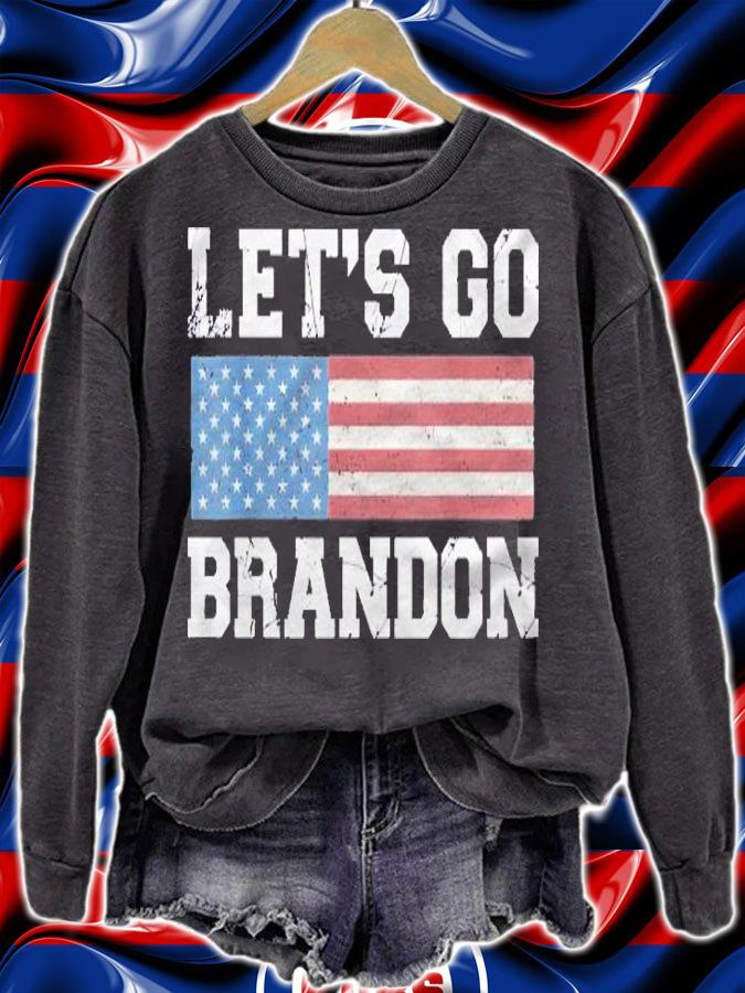 Lets Go Brandon  Vintage Retro American Usa Flag Pullover Shirt sweatshirt