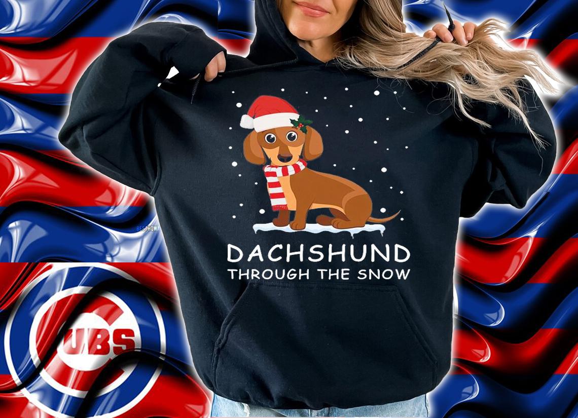 Merry Christmas Dachshund Dog Through The Snow T-Shirt hoodie