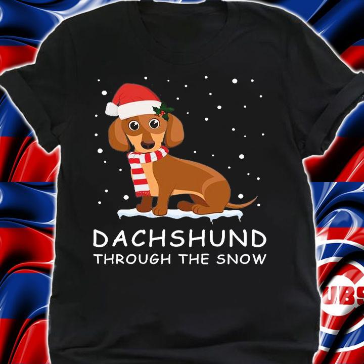Merry Christmas Dachshund Dog Through The Snow T-Shirt shirt