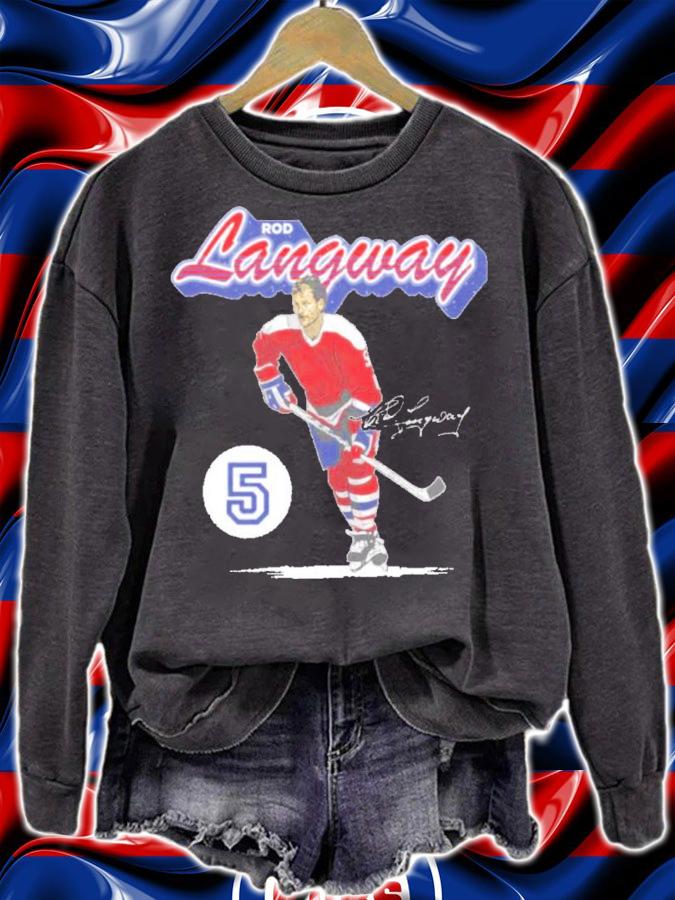 Rod Langway Washington Retro Script Hockey Signatures Shirt sweatshirt