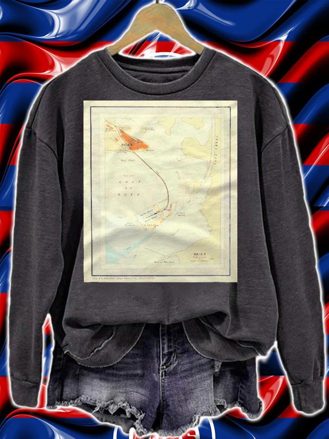 Suez Canal Map Egypt Waterway Channel Shirt sweatshirt