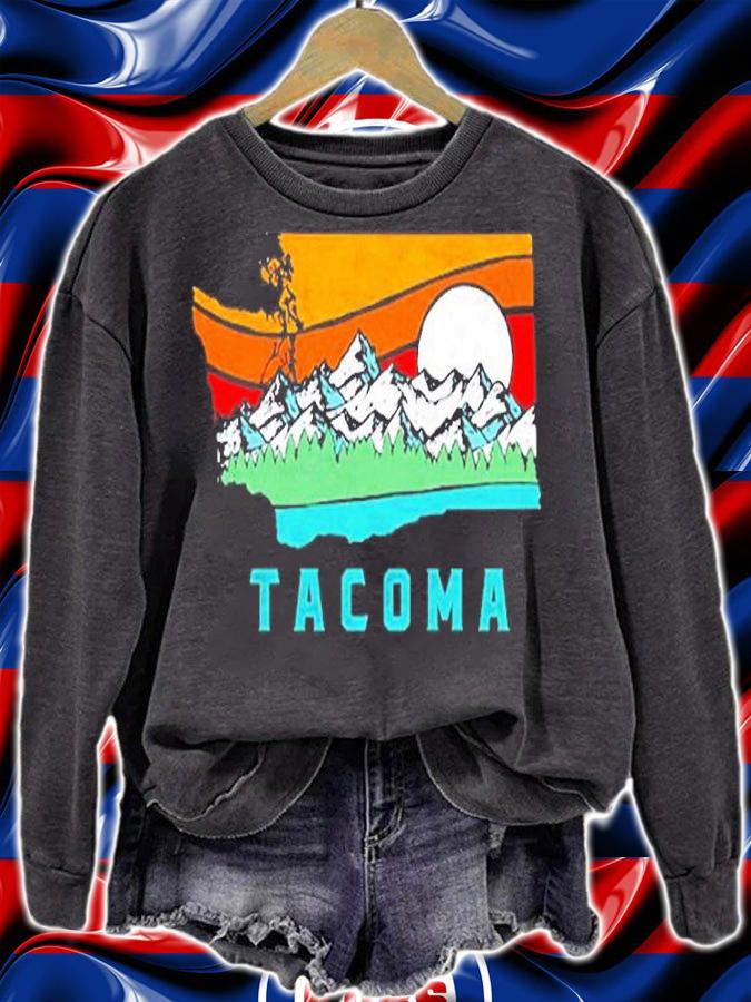 Tacoma Washington Outdoors Retro Mountains T-Shirt