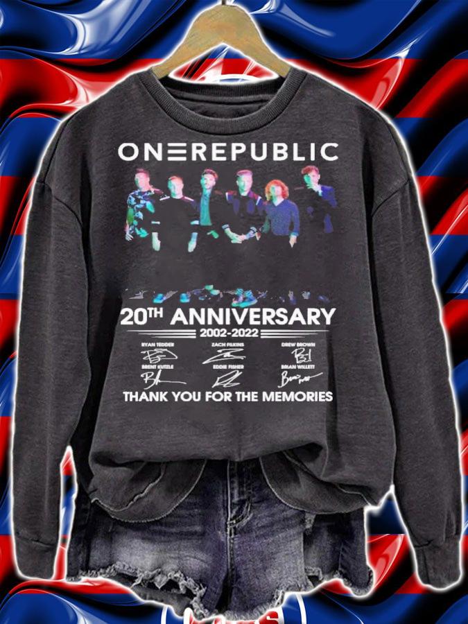 Top OneRepublic 20th Anniversary 2002-2022 Signatures Thank You For The Memories Shirt sweatshirt
