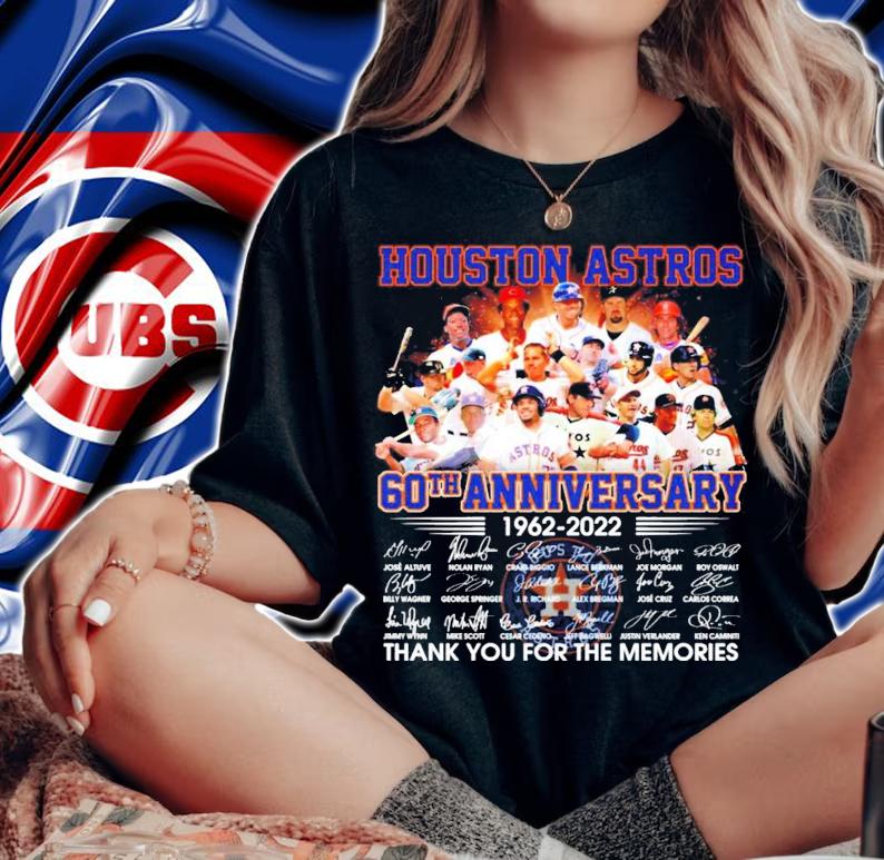 Houston Astros 60th anniversary 1962 2022 signatures thank you t-shirt woman shirt