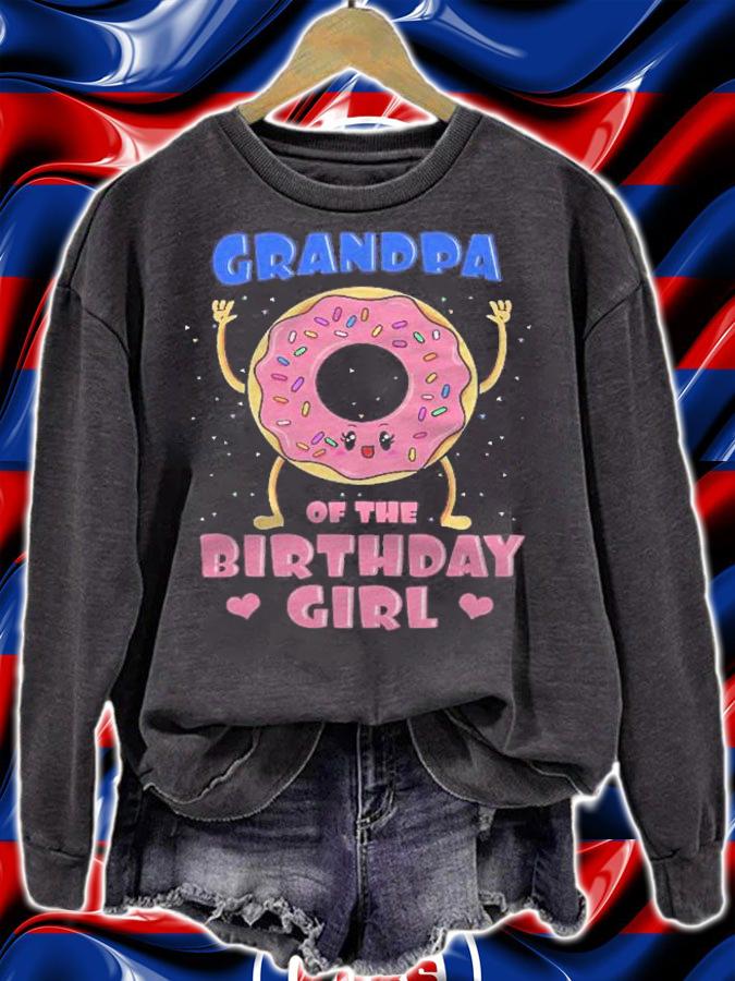 Grandpa Of The Birthday Girl Donut Bday Party Grandfather Shirt