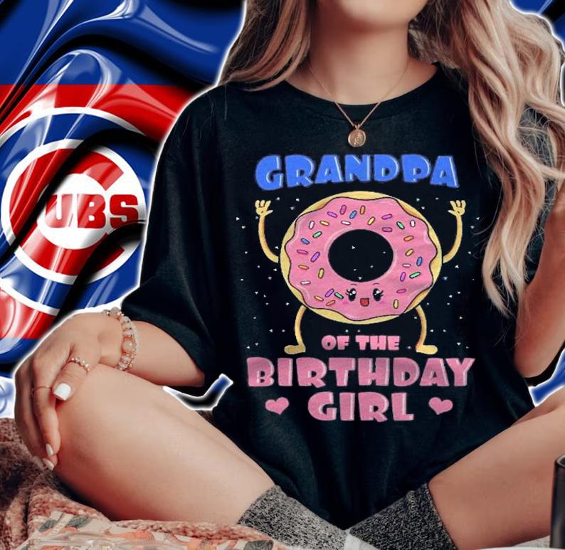 Grandpa Of The Birthday Girl Donut Bday Party Grandfather Shirt