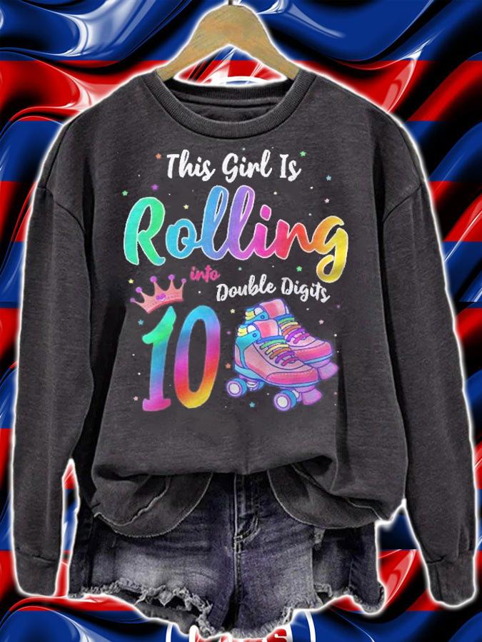 Kids Roller Skate Birthday Double Digits Shirt 10 Years Old Shirt sweatshirt