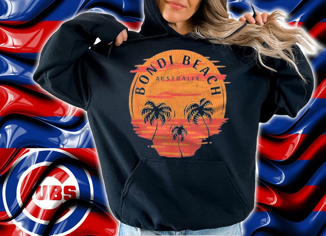 Retro Bondi Beach Australia Palm Trees Sunset Skull Beach Shirt hoodie
