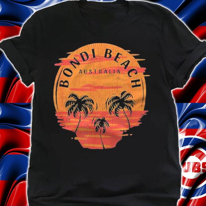 Retro Bondi Beach Australia Palm Trees Sunset Skull Beach Shirt shirt