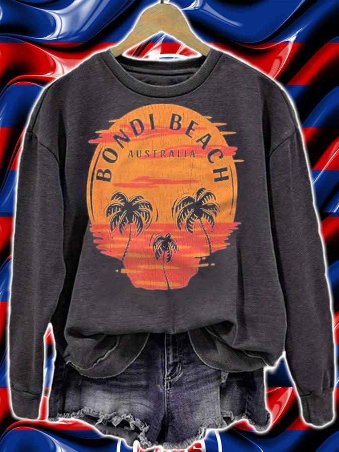 Retro Bondi Beach Australia Palm Trees Sunset Skull Beach Shirt sweatshirt