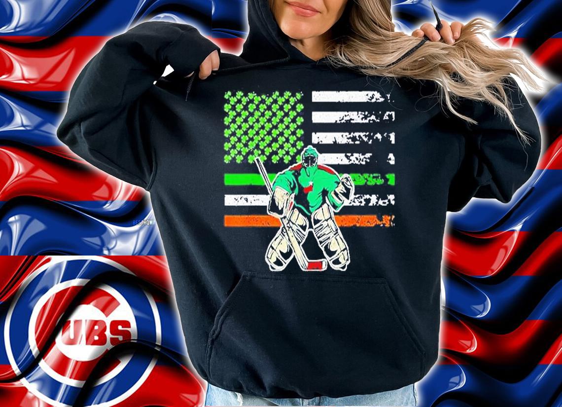 Ice Hockey Goalie Irish American Flag St Patrick's Day T-Shirt hoodie