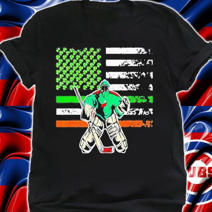 Ice Hockey Goalie Irish American Flag St Patrick's Day T-Shirt shirt
