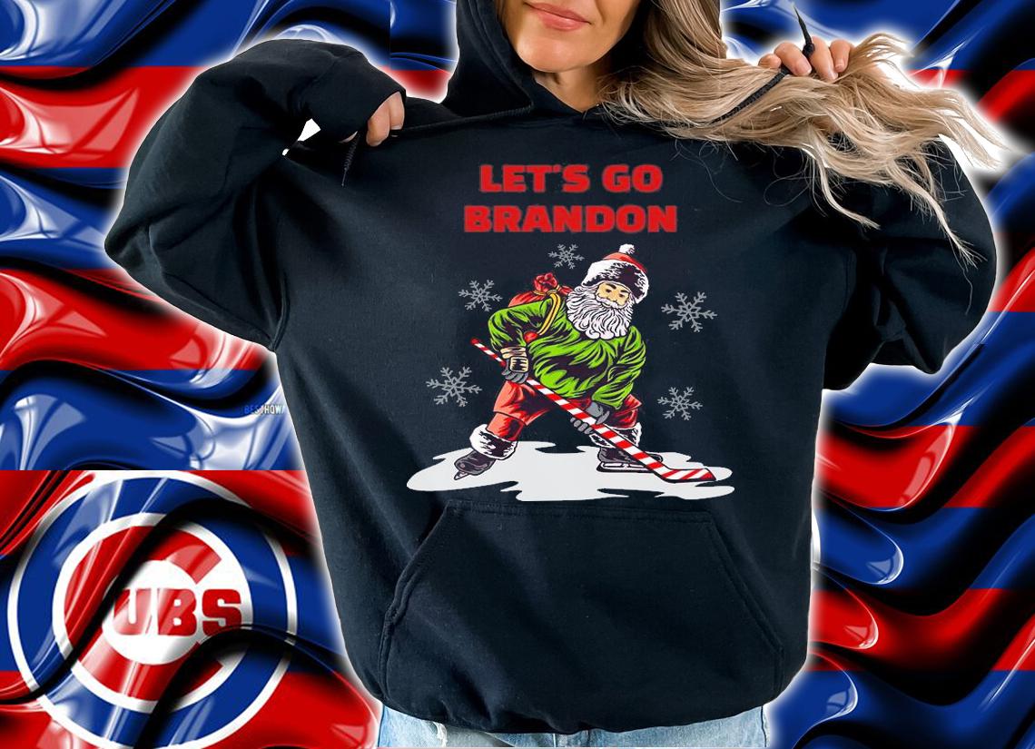 Let's Go Brandon Hockey Santa Claus Sport Christmas Funny Anti Biden Conservative T-Shirt hoodie