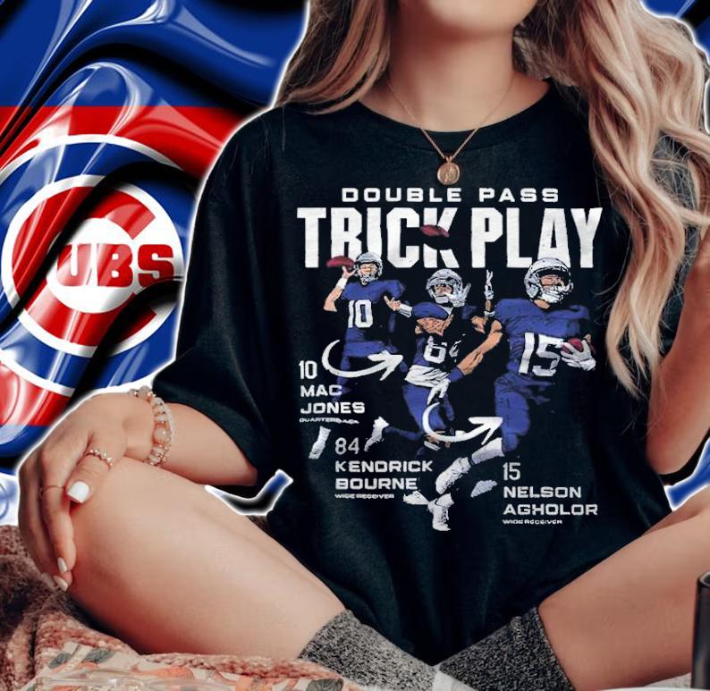 Mac Jones Kendrick Bourne And Nelson Agholor Trick Pass New England Football Shirt woman shirt