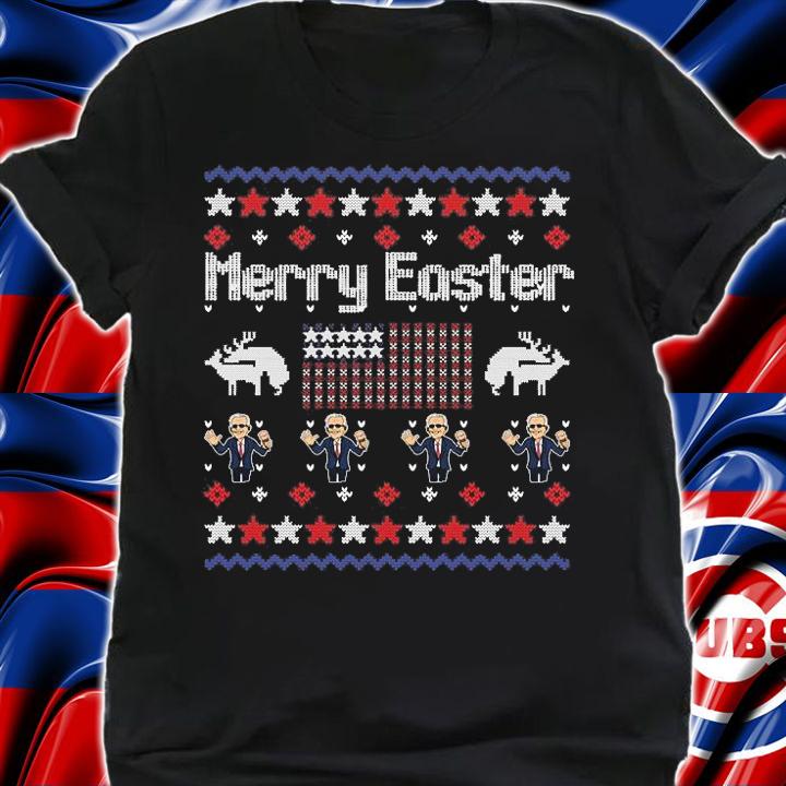 Funny Ugly Christmas Santa Joe Biden Merry Easter T-Shirt shirt