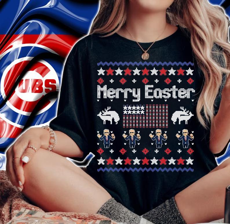 Funny Ugly Christmas Santa Joe Biden Merry Easter T-Shirt woman shirt